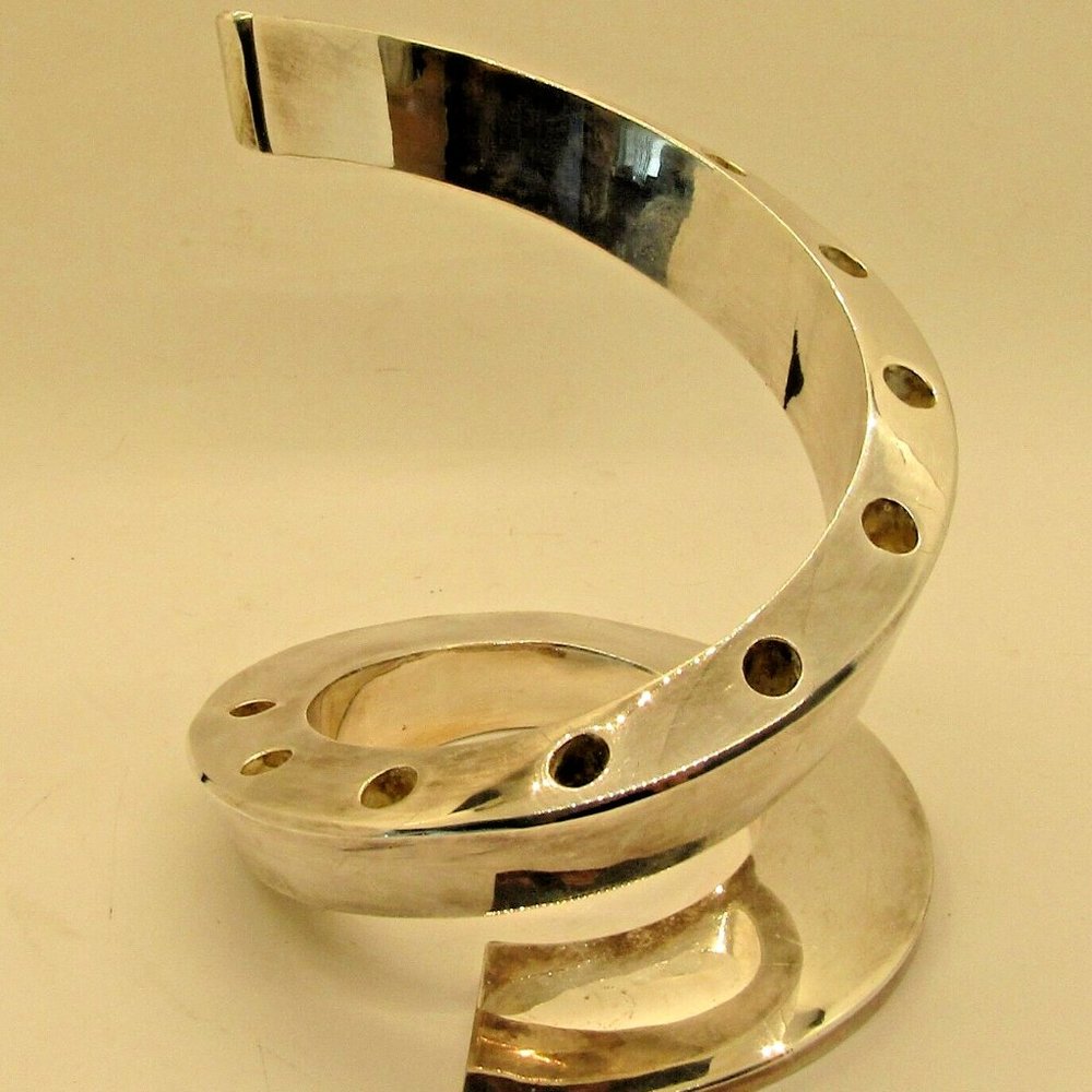 Dansk Jens Quistgaard Spiral Danish Modern Silver Plate Tapered Candle Holder - Picture 4 of 10